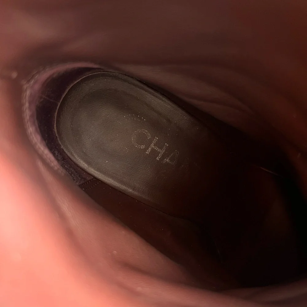 CHANEL Black Suede CC Calfskin Short Boots Made in Italy Size 38 Box Dustbags - Picture 9 of 15